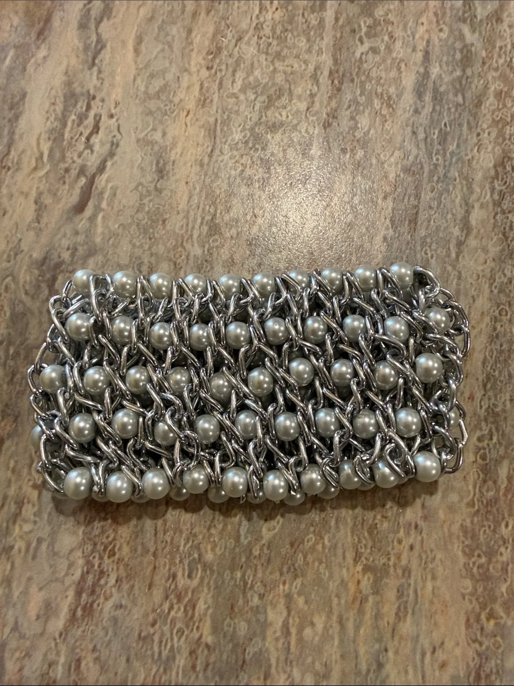 Silver Pearl-Accent Multi-Row Chain Bracelet